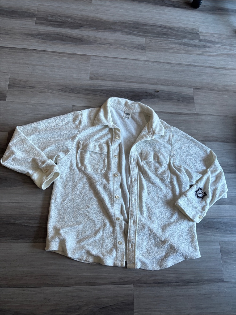 PINK Victoria's Secret white Teddy Shacket